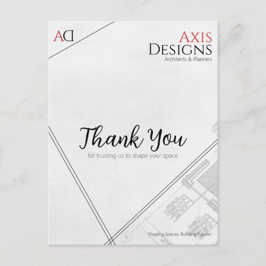 建築家への感謝のポストカード 青図デザイン付き ポストカード (正面)