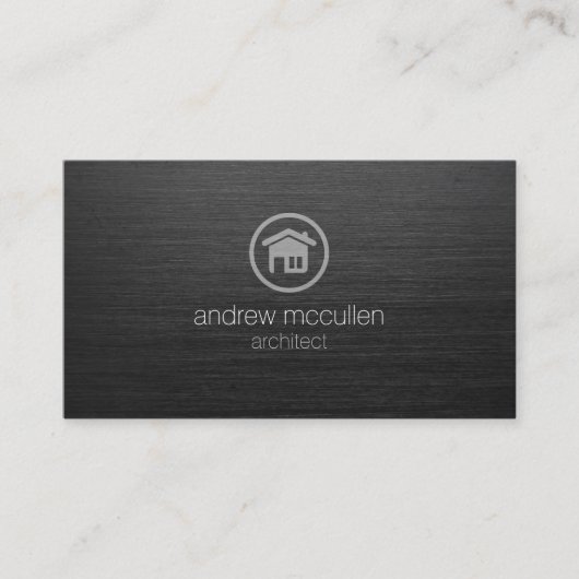 建築家ハウスアイコンダークブラシ仕上げメタル 名刺 (正面)