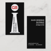 建築家モダン抽象芸術白黒モノグラム 名刺 (正面/裏面)