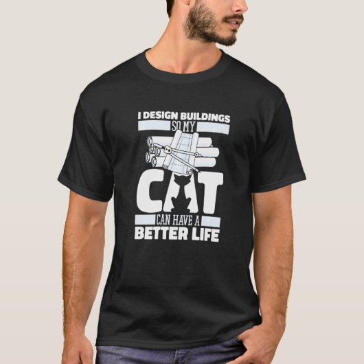 建築家猫ビル建設中 住宅建築  Tシャツ (正面)