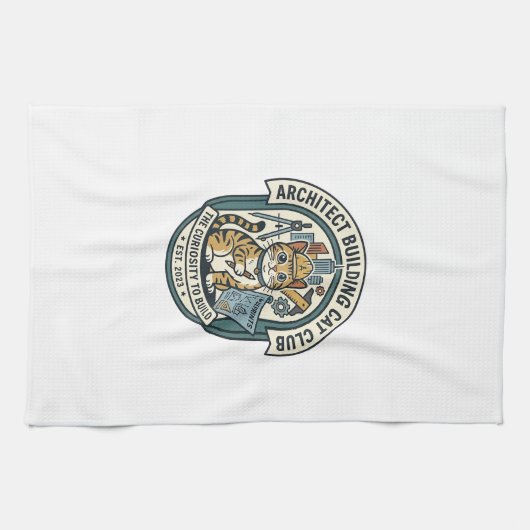 建築家+建物+猫+グラフィック+Tシャツ+アート - 建築 キッチンタオル (横)