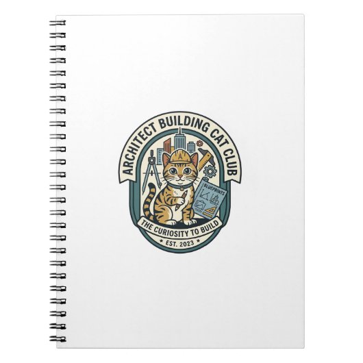 建築家 建物 猫 ネコ グラフィックTシャツ アート - 建築 ノートブック (正面)
