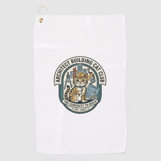 建築家 建物 猫 ネコ グラフィックTシャツ アート - Archi ゴルフタオル (正面)