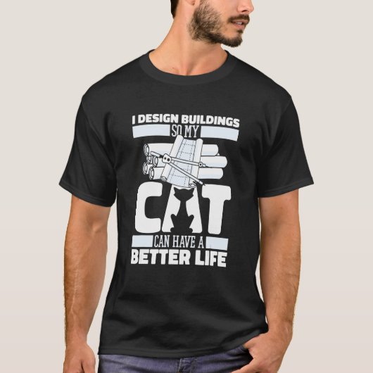 建築家 猫 建物 土木 住宅 建築 Tシャツ (正面)