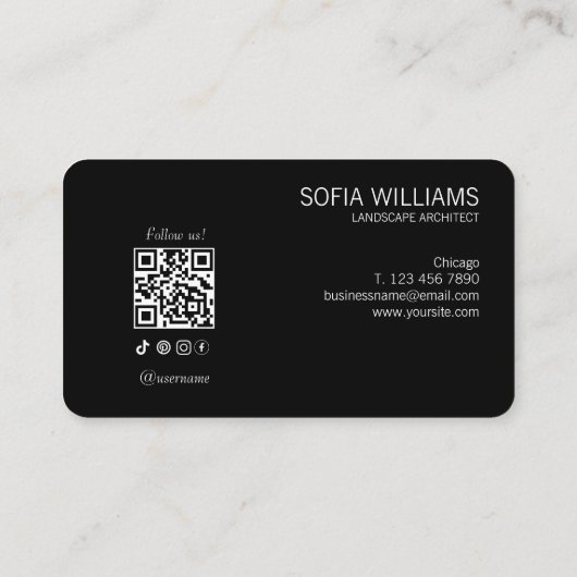 建築家Instagram後を追米国白黒 名刺 (裏面)