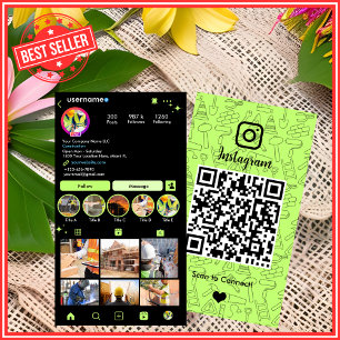 建築工事インスタグラムライムグリーンのQR 名刺