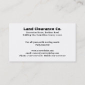 建築工業の掘削機 名刺 (裏面)