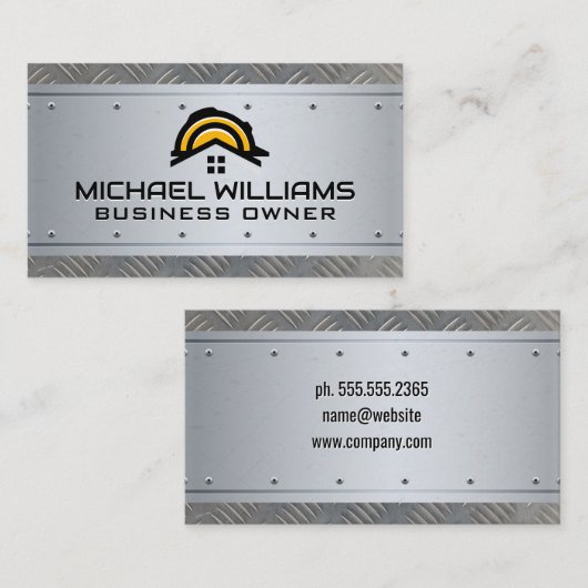 建築帽子 |実在財産 |スチールメタリック 名刺 (正面/裏面)