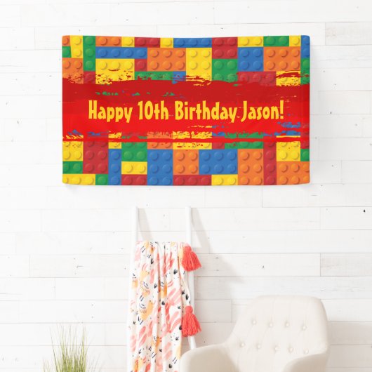 建築建物ブロック誕生日バナー 横断幕 (インサイチュ)