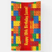 建築建物ブロック誕生日バナー 横断幕 (縦)