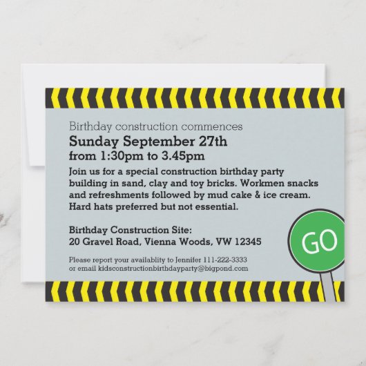 建築建物ボーイズ誕生日パーティー招待状 招待状 (裏面)