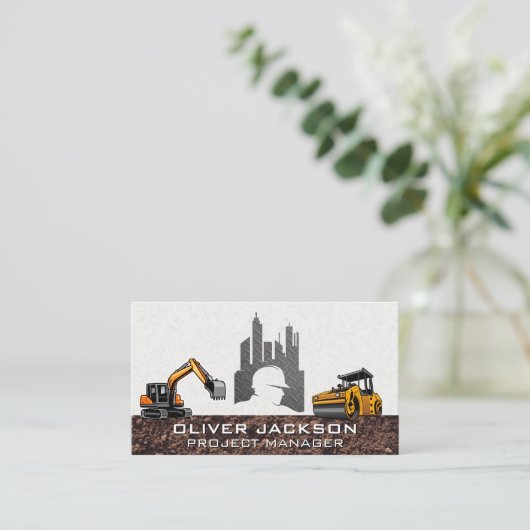 建築建物ロゴ |重機 名刺 (スタンド正面)