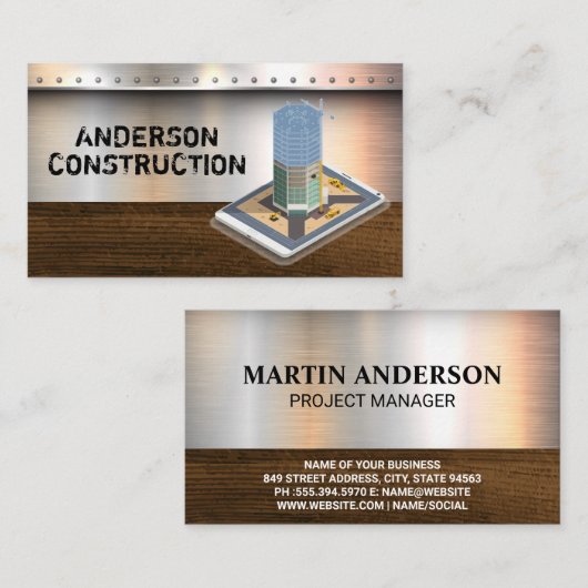 建築建物 |金属リベット 名刺 (正面/裏面)