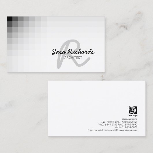 建築建築スキルカッシブモノグラム 名刺 (正面/裏面)