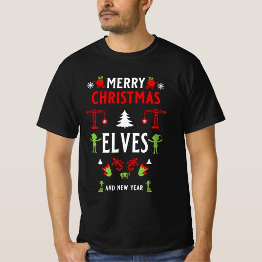 建築建設クリスマス ダサい Tシャツ (正面)