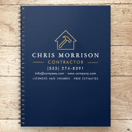 建築建設 ネイビーブルー ゴールド ノートブック