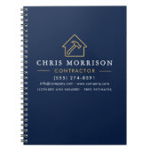 建築建設 ネイビーブルー ゴールド ノートブック (正面)