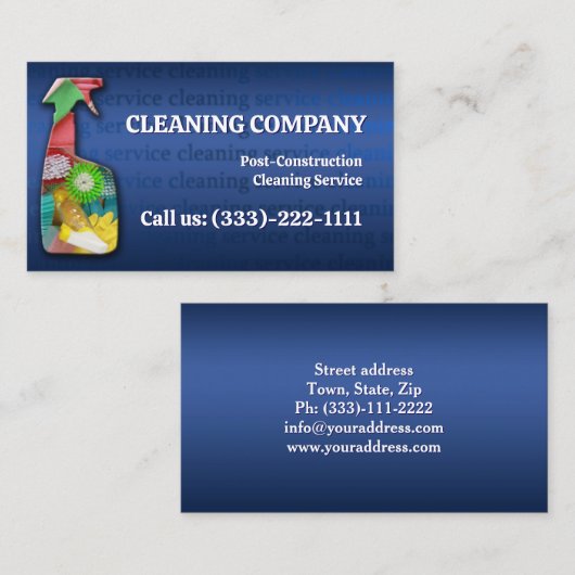 建築後クリーニングサービスDark Blue 名刺 (正面/裏面)