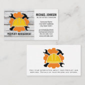 建築懸命の帽子とツール | ブルーカラー 名刺 (正面/裏面)