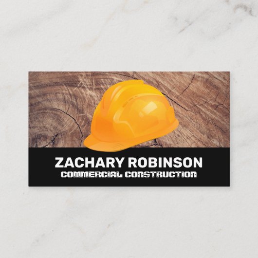 建築懸命ハット |木目 名刺 (正面)