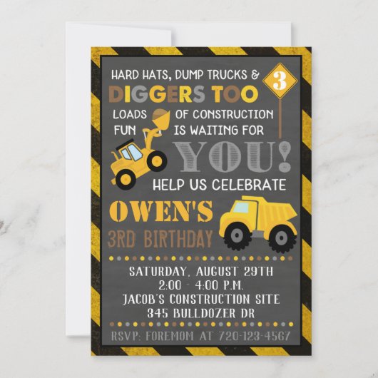 建築招待状ボーイバースデーパーティー 招待状 (正面)