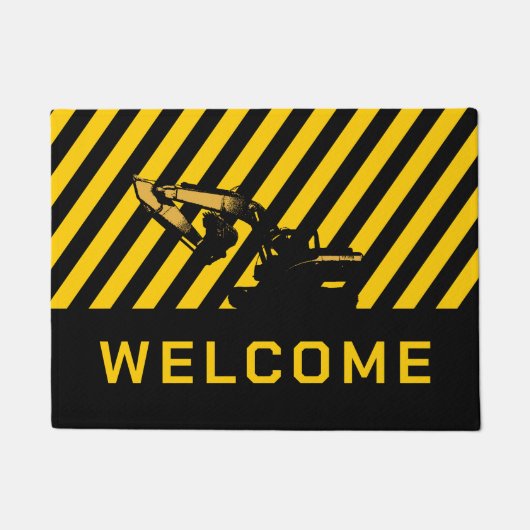 建築掘削機の重量機器の歓迎 ドアマット (正面)