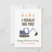 建築掘削機キッズクラスルームのバレンタイン ノートカード (正面)