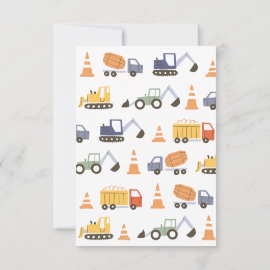 建築掘削機キッズクラスルームのバレンタイン ノートカード (裏面)