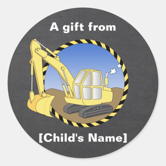 建築掘削機ディガーグッドバッグラベル ラウンドシール (正面)