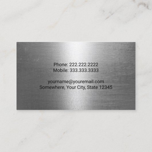 建築掘削機プラントオペレータフェイクメタル 名刺 (裏面)