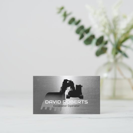 建築掘削機プラントオペレータフェイクメタル 名刺 (スタンド正面)