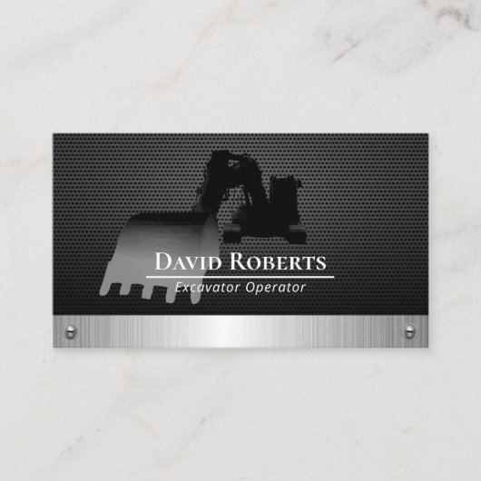 建築掘削機プラントオペレーターブラックメタル 名刺 (正面)