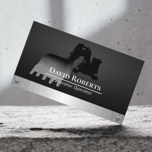 建築掘削機プラントオペレーターブラックメタル 名刺