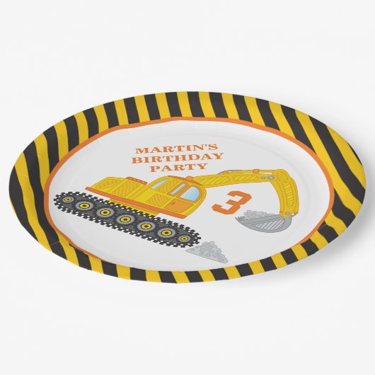 建築掘削機誕生日会紙プレート ペーパープレート (アングル)