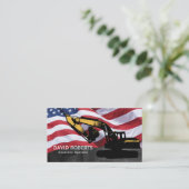 建築掘削機運転者愛国心 名刺 (スタンド正面)