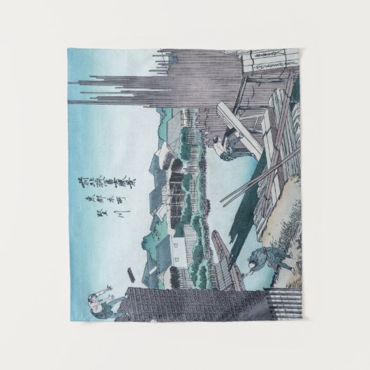 建築日本の木工浮世絵北斎著 タペストリー (正面)