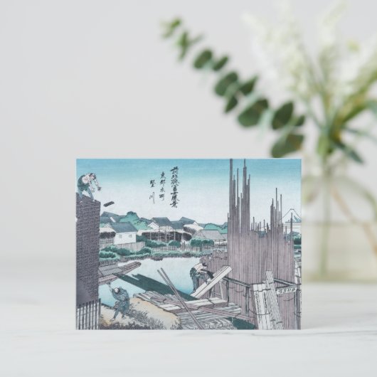 建築日本の木工浮世絵北斎著 ポストカード (スタンド正面)