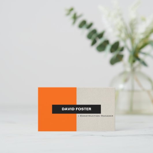 建築業マネージャー - シンプルエレガント　スタイリッシュ 名刺 (スタンド正面)