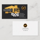 建築業者のスタイリッシュな金ゴールドの家の画像的なアイコン 名刺 (正面/裏面)