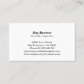 建築業者の名刺テンプレート 名刺 (裏面)