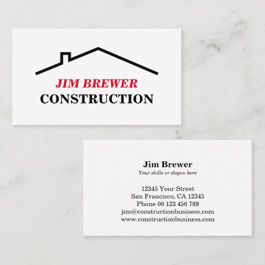 建築業者の名刺テンプレート 名刺 (正面/裏面)