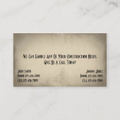 建築業者の建設業カード 名刺 (裏面)