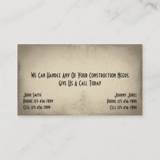 建築業者の建設業カード 名刺 (裏面)