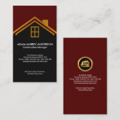 建築業者の金ゴールドの家の屋根のモチーフの建築 名刺 (正面/裏面)