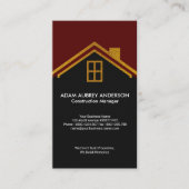 建築業者の金ゴールドの家の屋根のモチーフの建築 名刺 (正面)