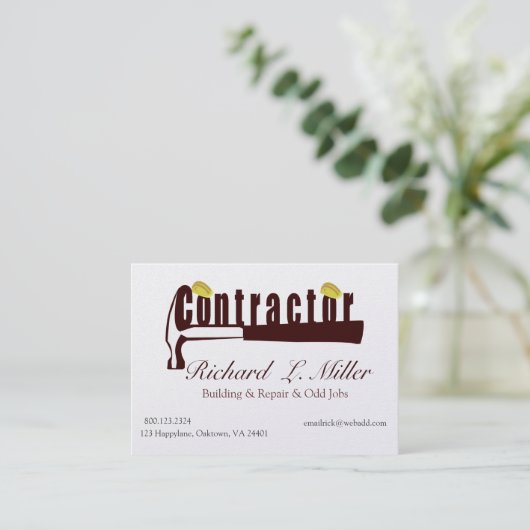 建築業者を組み立てるマキシの丈夫な帽子の建築者 名刺 (スタンド正面)