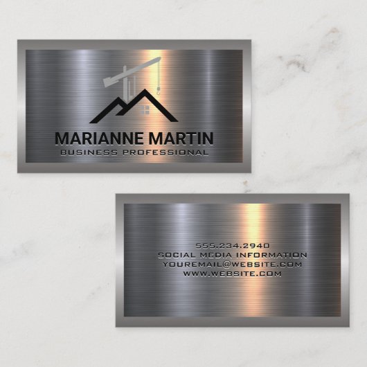 建築構築 | 金属ブラシ 名刺 (正面/裏面)