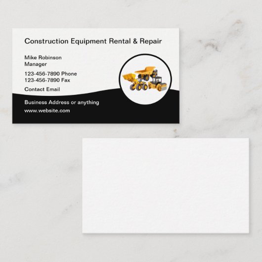 建築機器のレンタルと修理サービス 名刺 (正面/裏面)