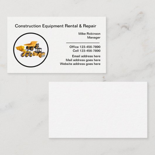 建築機器のレンタルと修理 名刺 (正面/裏面)