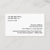 建築機器リース及びレンタル 名刺 (裏面)